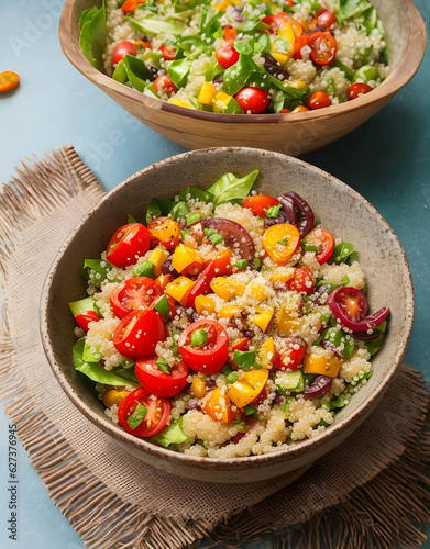 A fresh healthy delicious quinoa salad. Generative AI.