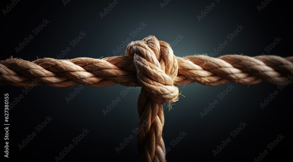 rope about to break concept for stress, problem, fragility or precarious business situation