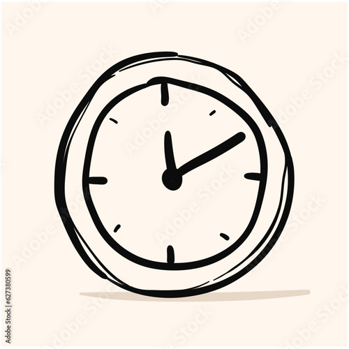 clock doodle icon vector