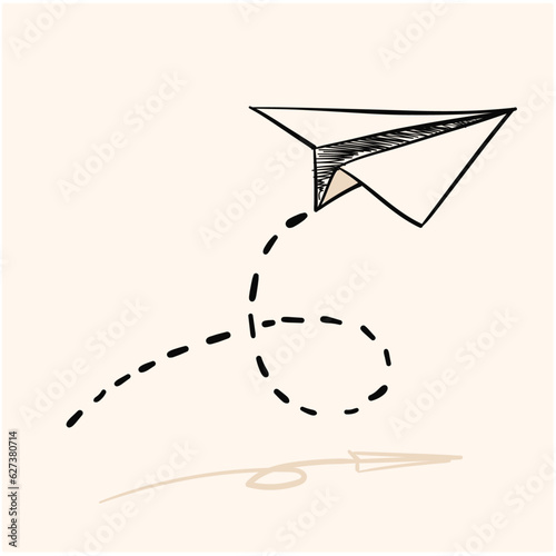 doodle icon vector paper plan