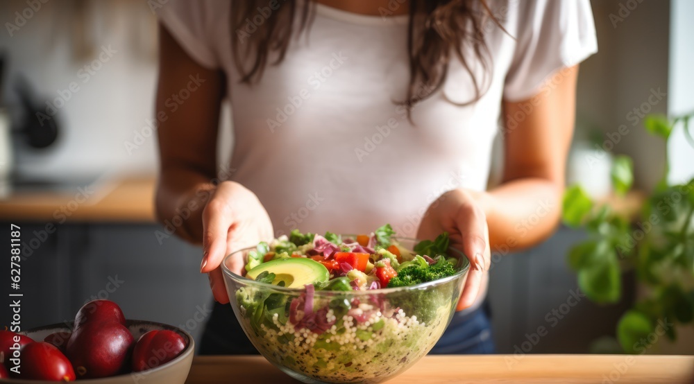Fitness woman eating a healthy salad Fitness woman eating a healthy salad