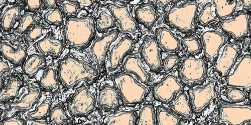 Abstract Pattern Texture Illustration of a Network or Skin or Virus Cells through a Microscope, Reptilian Biologic Natural aesthetic or a Dry Desert surface or with natural channels for Background 
