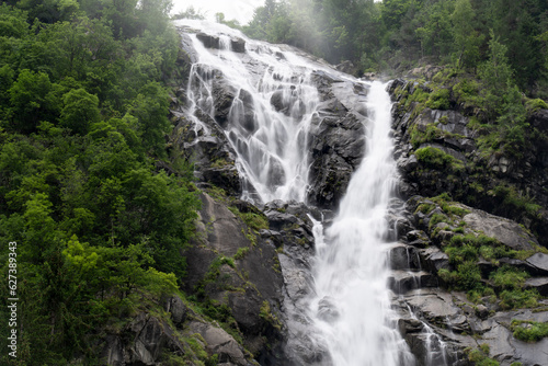 close-up of the dolomiti nardis waterfalls in the val di genoa trentino at dawn