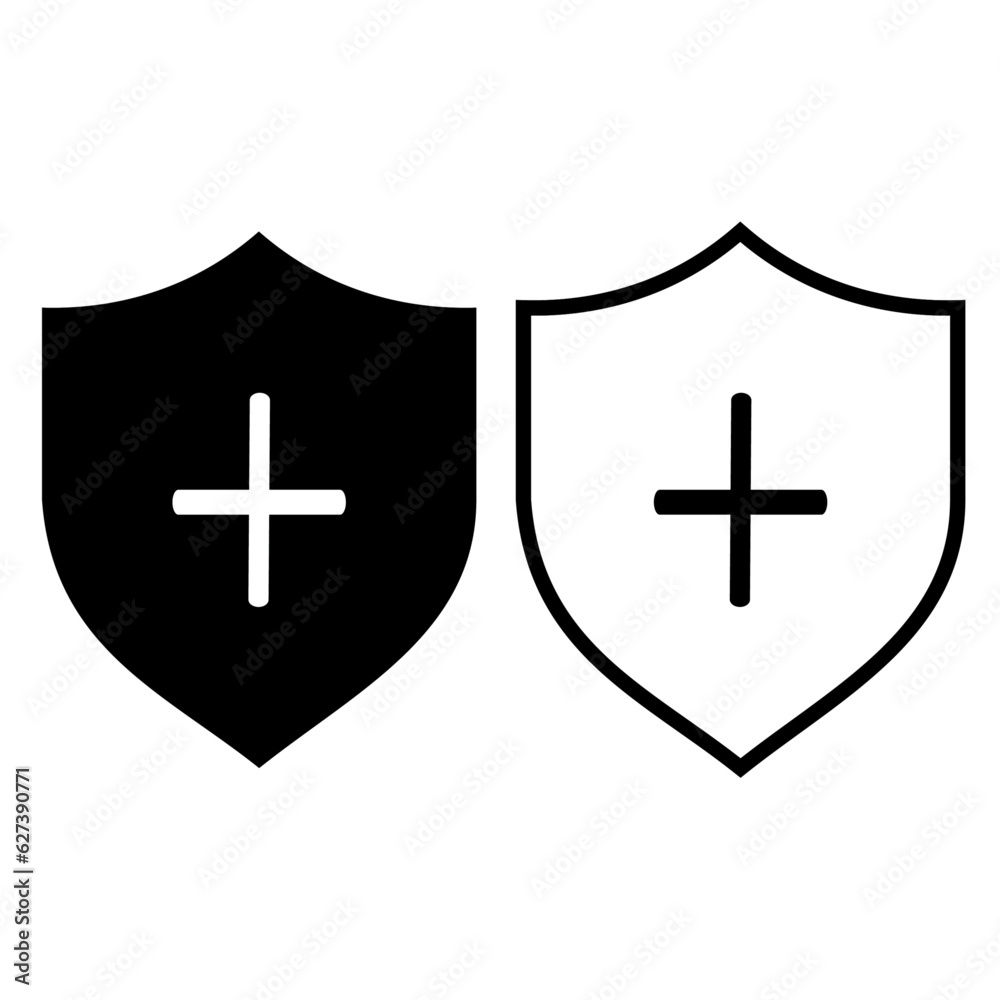 Fototapeta premium Medical shield vector icons. Simple and editable icons set.