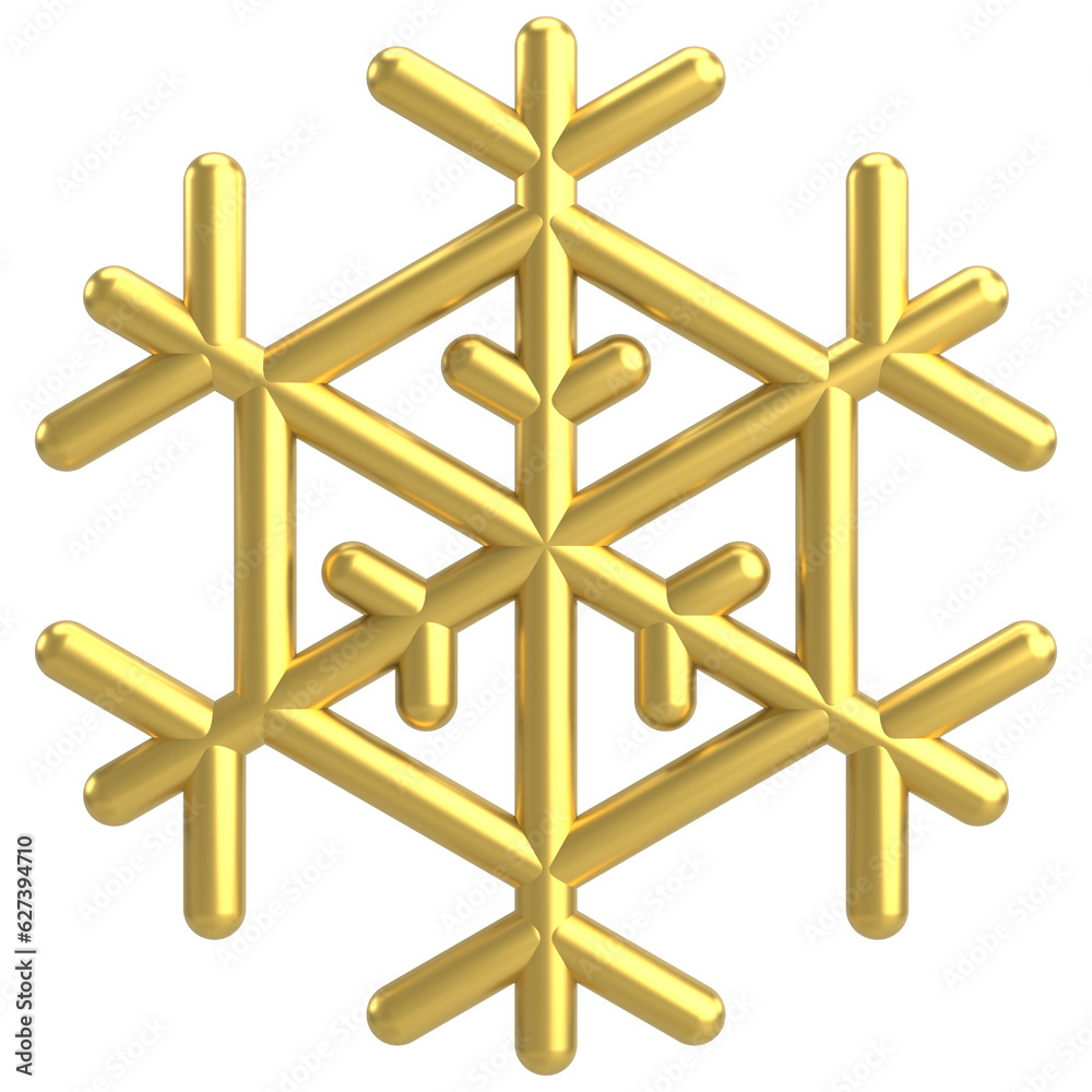 Snowflake. Christmas decoration. 3D illustration.