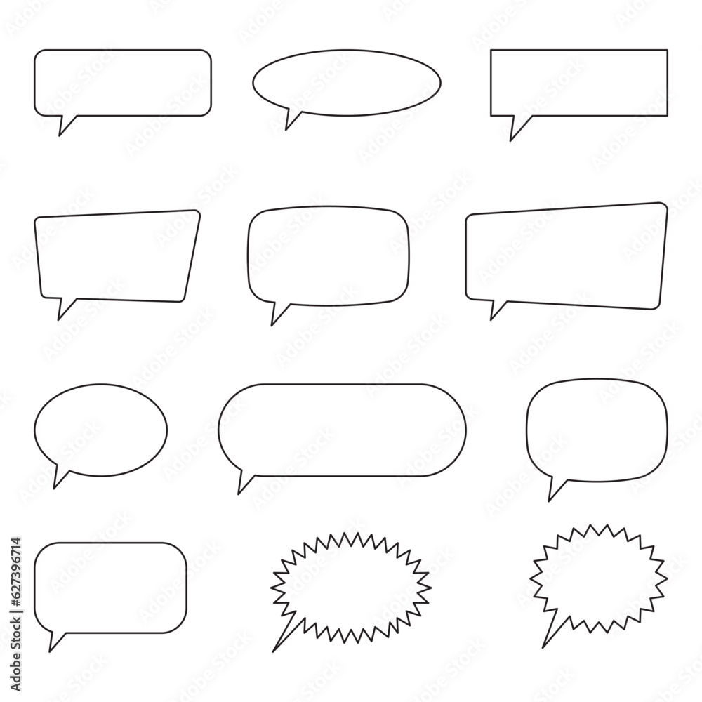 Obraz premium Speech bubble, speech balloon, chat bubble line art vector icon for apps and websites.