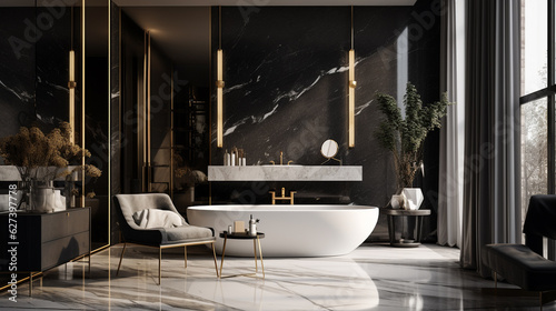 modern bathroom, black marble