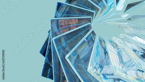 Abstract background with glass reflections. 3d illustration of modern material design concept