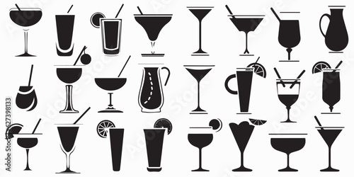 Set of silhouette juice glasses vector illustration