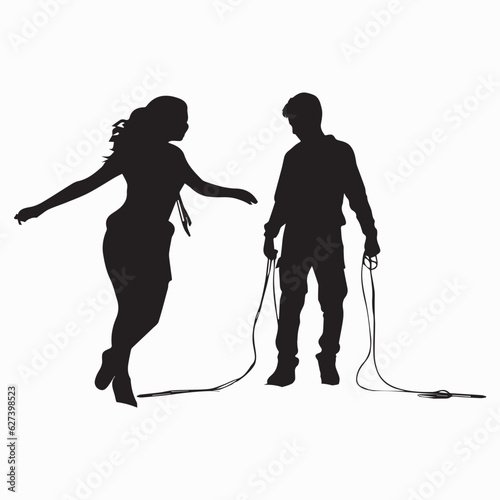 Silhouette dubbed sprog people vector illustration
