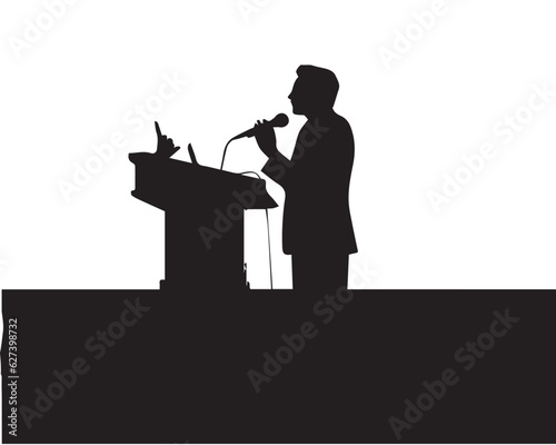 Silhouette public speaking gave a motivational speech vector