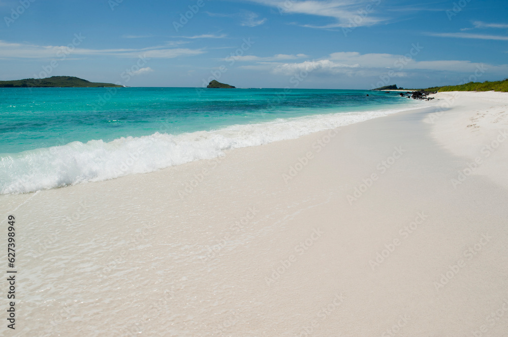 White sand beach on Espanola Island in Galapagos Islands National Park; Espanola Island, Galapagos Islands, Ecuador White sand beach on Espanola Island in Galapagos Islands National Park; Espanola Island, Galapagos Islands, Ecuador
