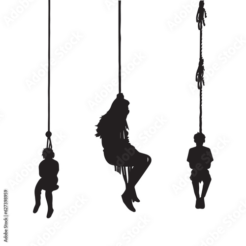 The Children Swing silhouette vector illustration