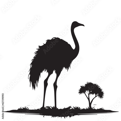 An Ostrich silhouette vector Illustration
