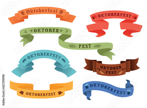 Banners for Oktoberfest. Ribbons with title vector