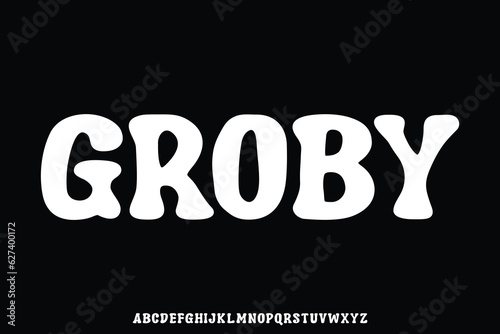 Bold retro groovy style alphabet typeface display font vector. Unique playful typography style design