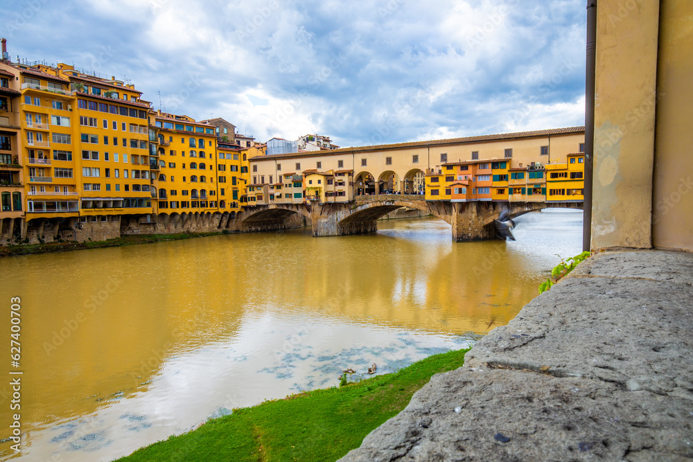 Ponte Vecchio in Florence city streets,  Florence, Italy, Europe. 