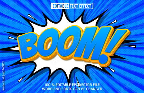 Boom Comic editable text effect 3d style template photo