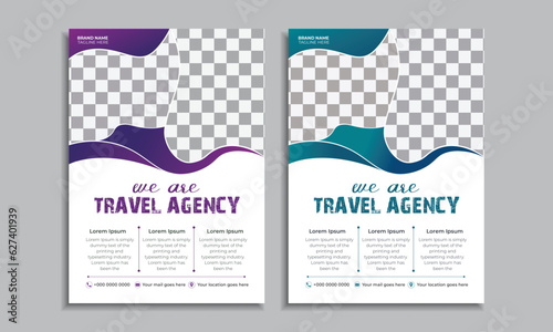 Trendy travel agency flyer and vacation agency flyer design