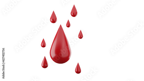 3D render of blood drop, illustration for blood donation concept