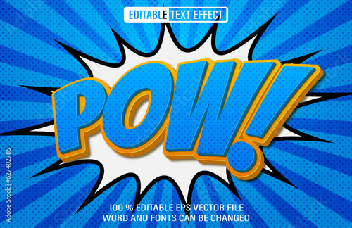 Pow Comic editable text effect 3d style template photo