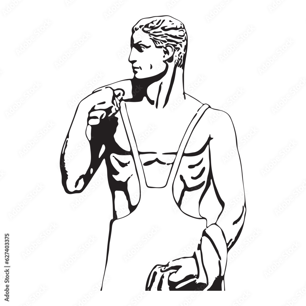 Stylized Stencil Depicting a Determined Young Blacksmith in Lictorian Style Stylized Stencil Depicting a Determined Young Blacksmith in Lictorian Style