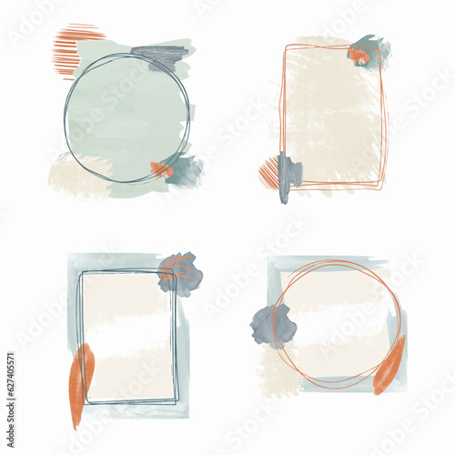 vector illustration hand drawn.. modern art isolated vector graphic. minimalistic geometric frames hand painted