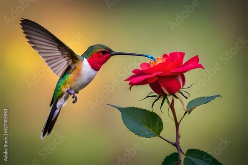 hummingbird feeding on a flower.generated Ai technology © baloch