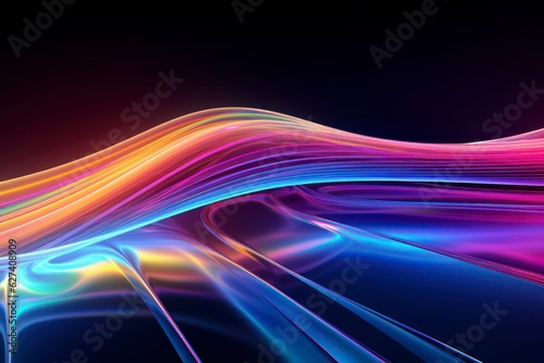 Abstract, linear, fluorescent rainbow background