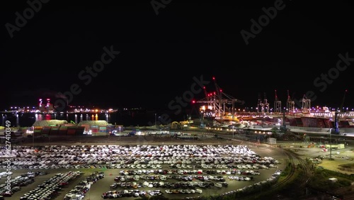 View of the docks and power station at night