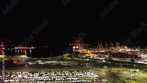 View of the docks and power station at night