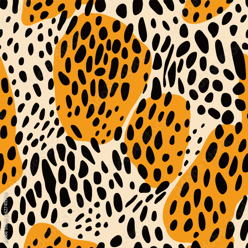 Creative animal fur leopard skin seamless pattern. Abstract cheetah textured. Wild african cats camouflage background.