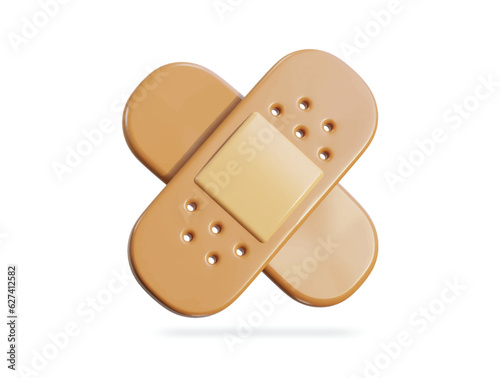 Medical plaster bandage vector icon 3d render illustration