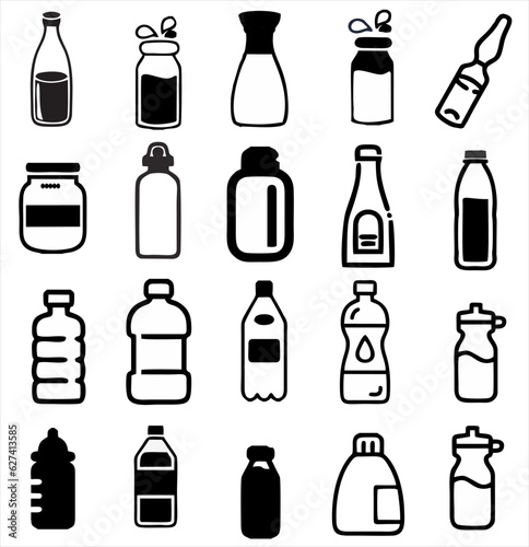 set of bottles icon. vector