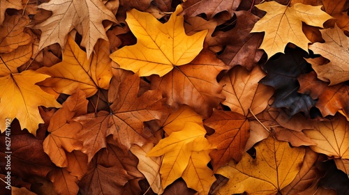 Many autumn leaves as background, top view Generative AI