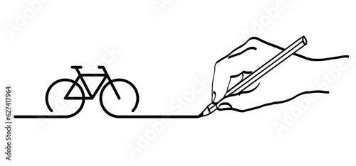 World bicycle day race tour. Sport icon. Cyclist, cycling symbol. vector bike pictogram. Road, Mountain biker. Vector line pattern. Road route, travel sign. Biking or bicycle logo.
