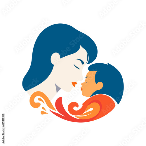 motherand child love logo, very suitable for mother day logo vector