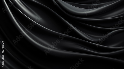 Abstract black background luxury cloth or liquid wave or wavy folds of grunge silk texture satin velvet material copy space 