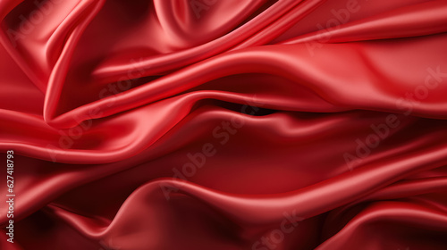 Abstract red background luxury cloth or liquid wave or wavy folds of grunge silk texture satin velvet material copy space 