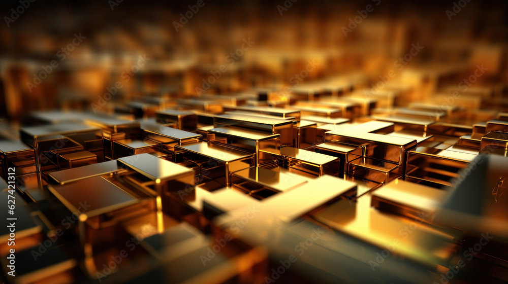 Close up of golden bars background Close up of golden bars background
