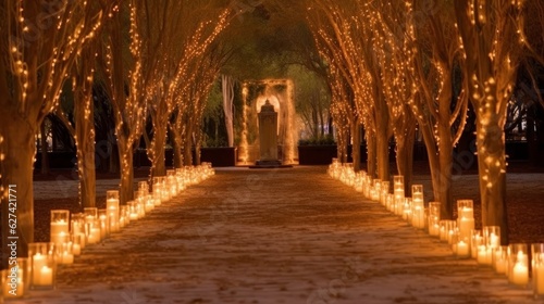 Romantic candlelit pathway. AI generated © PandaStockArt