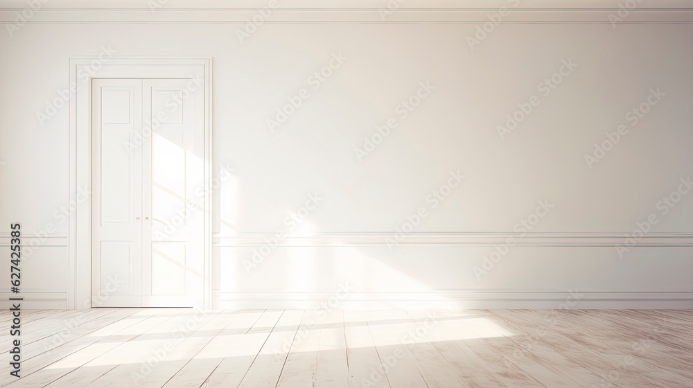 A white Empty room Surreal Minimalistic style morning light copy space, Generative AI A white Empty room Surreal Minimalistic style morning light copy space, Generative AI