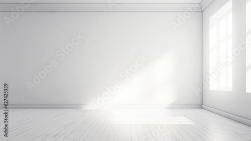 A white Empty room Surreal Minimalistic style morning light copy space  Generative AI
