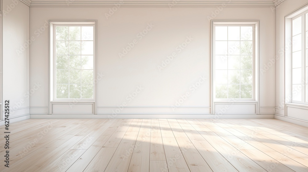 A white Empty room Surreal Minimalistic style morning light copy space, Generative AI A white Empty room Surreal Minimalistic style morning light copy space, Generative AI