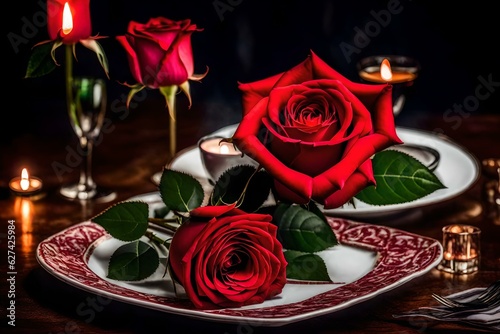 red roses and candles