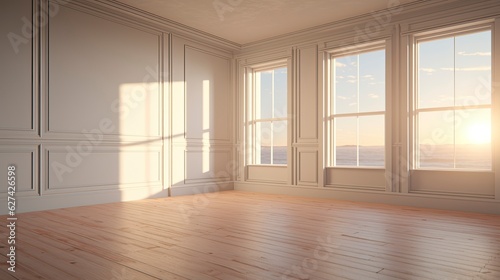 Empty room New Traditional style morning light copy space, Generative AI