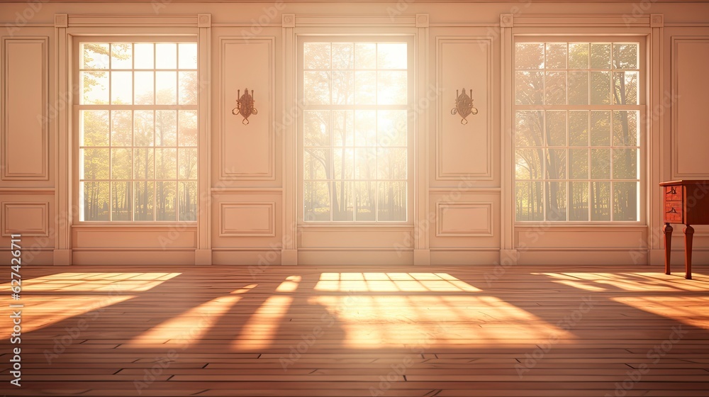 Empty room New Traditional style morning light copy space, Generative AI Empty room New Traditional style morning light copy space, Generative AI