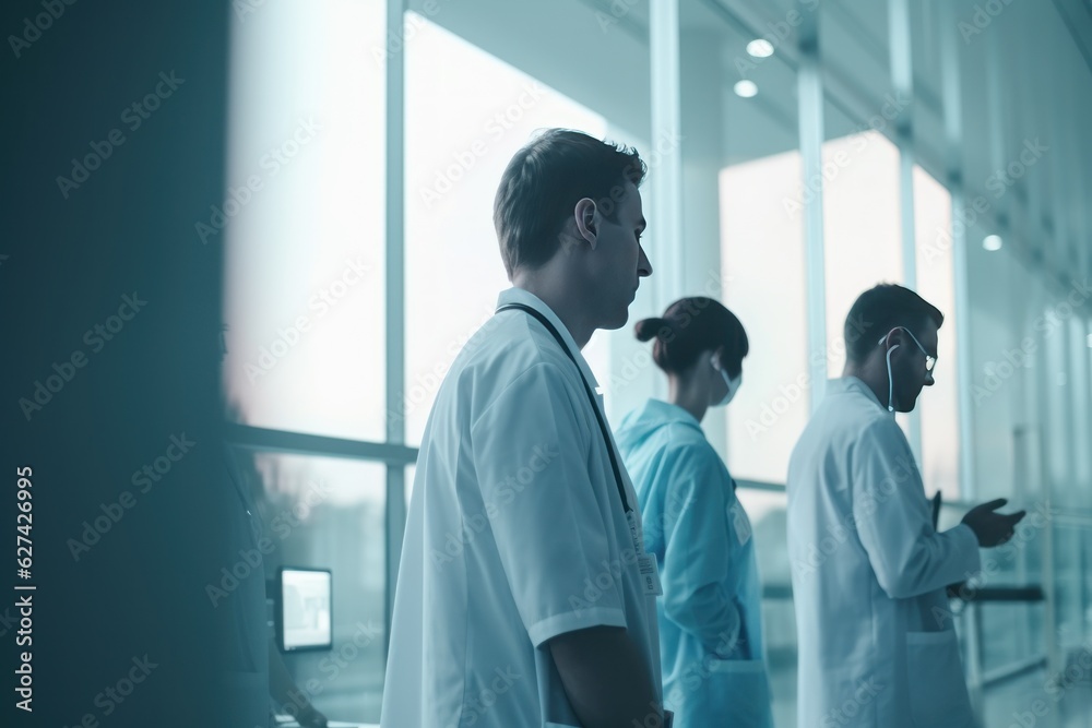 Doctors in hospital, blurred medical background, medicine concept generative ai Doctors in hospital, blurred medical background, medicine concept generative ai