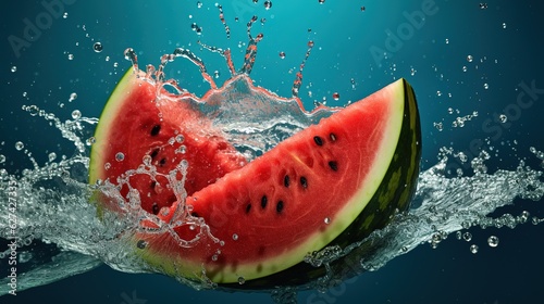 Red watermelon with water splash