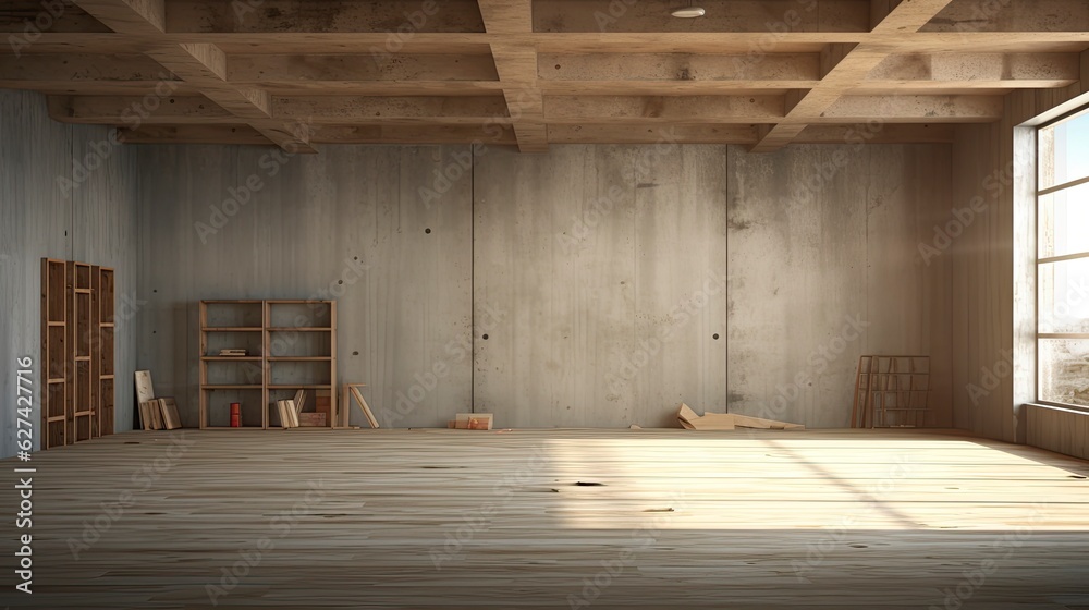 Under Construction renovate Empty room moning light copy space, Generative AI Under Construction renovate Empty room moning light copy space, Generative AI